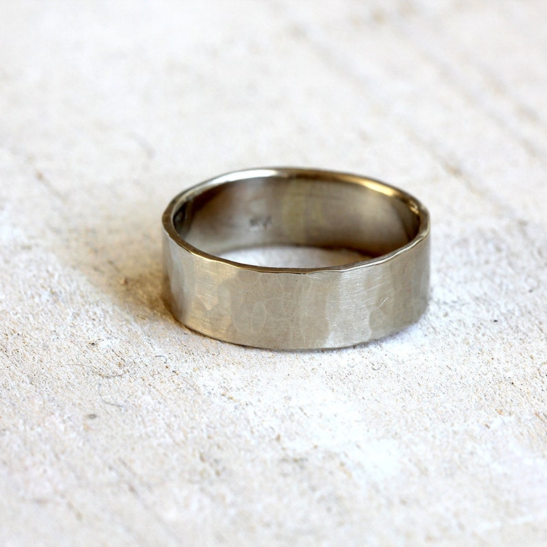 Men's 14k gold hammered wedding band solid gold hammered wedding ring image 5