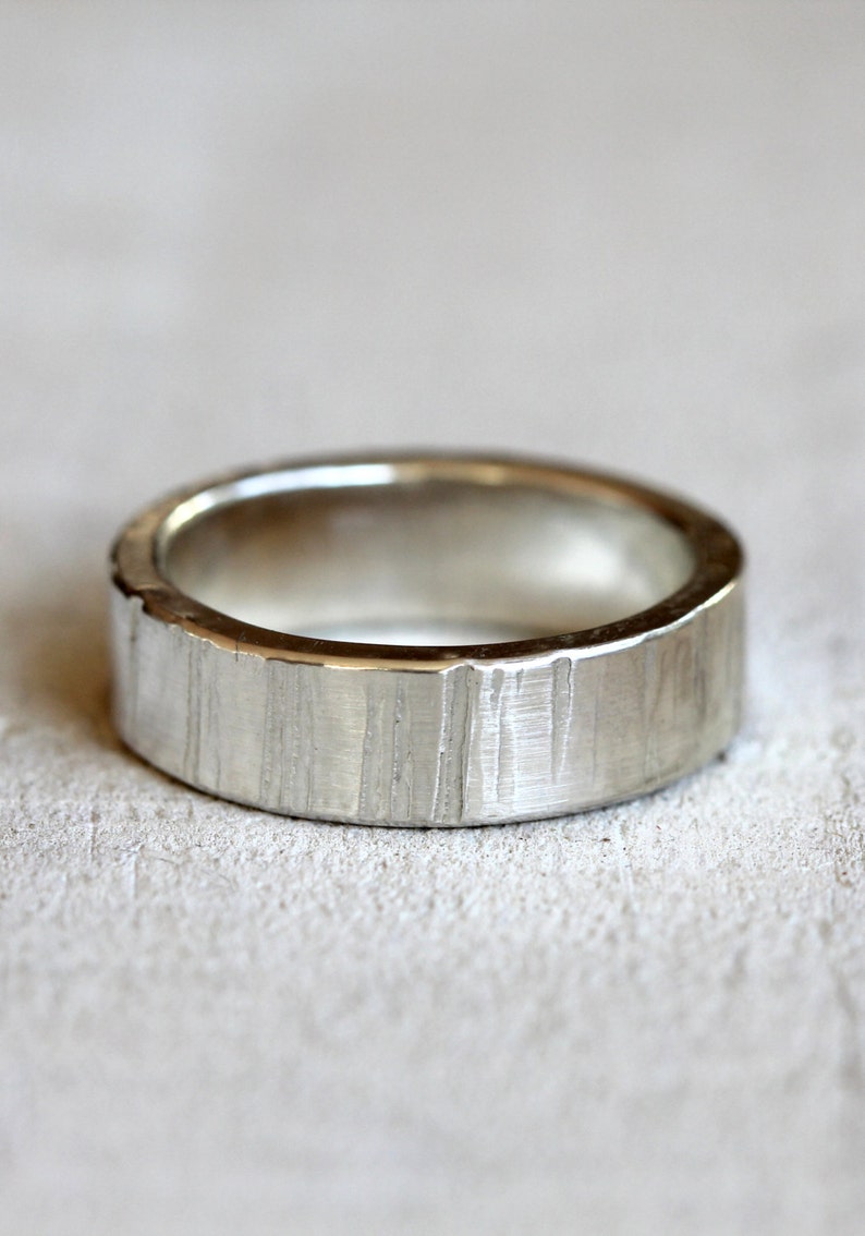 Men's tree bark wedding band image 1