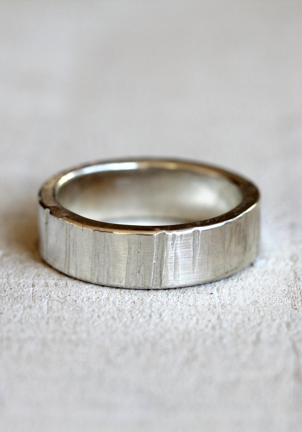 Men's tree bark wedding band