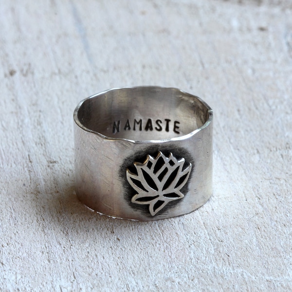 Namaste anillo de loto joyería de yoga