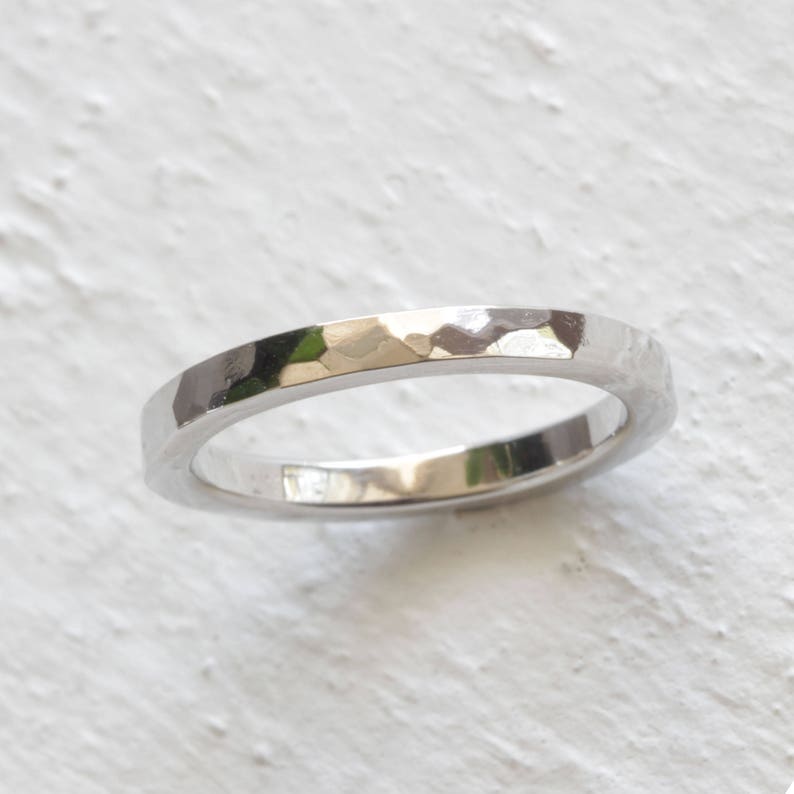 Hammered Platinum wedding band ecofriendly wedding ring choose a width image 1