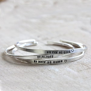 Personalized silver bracelet sterling silver cuff or brass cuff custom bracelet bangle image 3