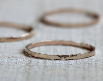 14k gold hammered ring