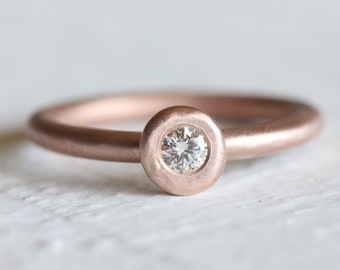 Rustic 14k or 18k Gold Diamond Engagement Ring - Rustic Modern Eco-Friendly