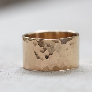 Extra Wide gold hammered band