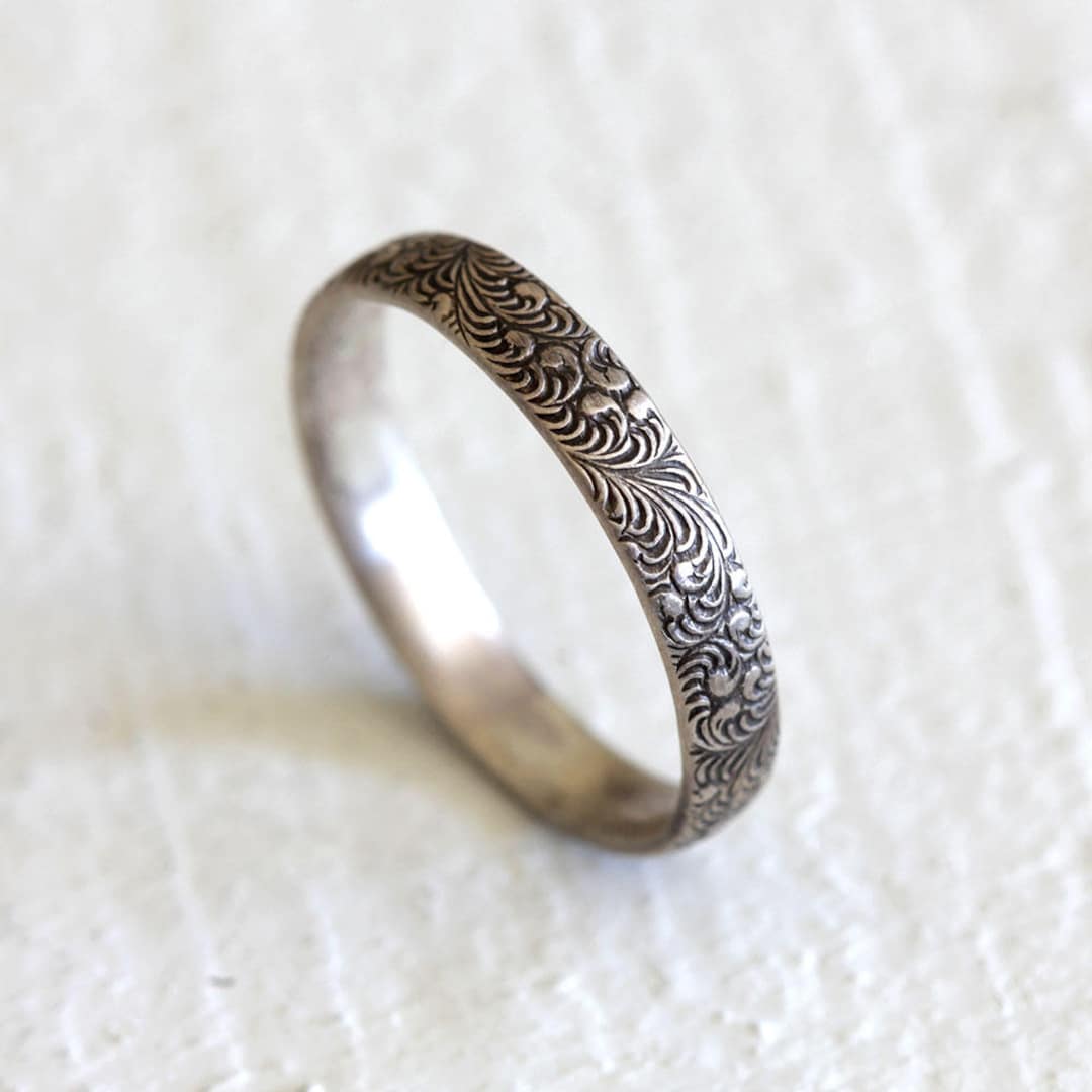 Fern Ring Silver Patterned Ring Woodland Pattern Ring - Etsy