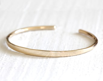 Solid gold cuff bracelet 14k gold organic bangle