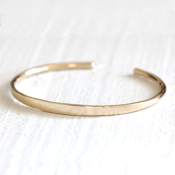 Wide Hammered Finished Yellow Gold Cuff | Lee Michaels Fine Jewelry