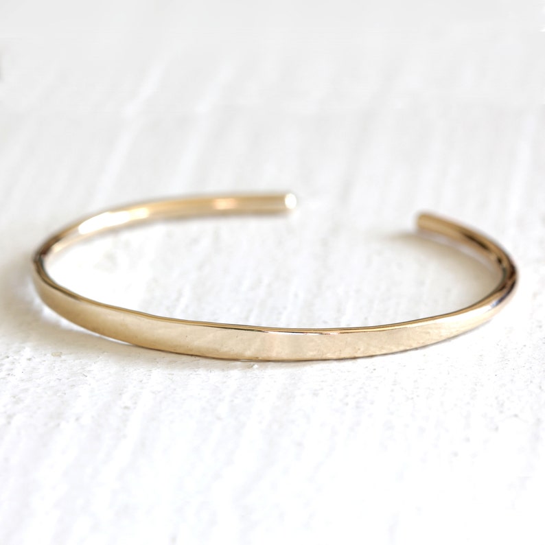 Solid Gold Cuff Bracelet 14k Gold Organic Bangle Etsy