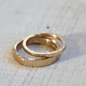 14k Gold Tree Bark Wedding Ring Set - Etsy
