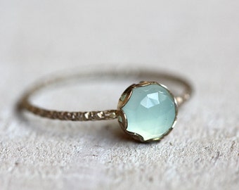 Blue chalcedony gemstone ring