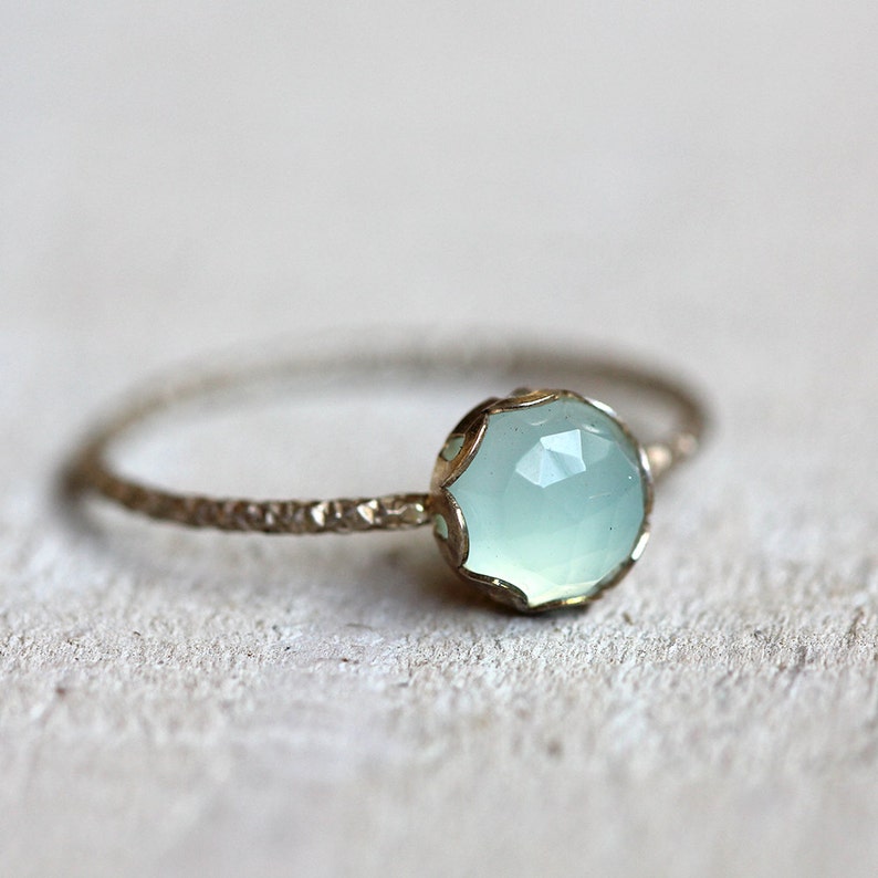 Blue chalcedony gemstone ring image 1