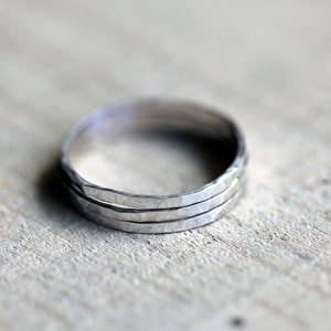 Stacking Rings Hammered Sterling Silver Stacking Rings Set of 3 - Etsy