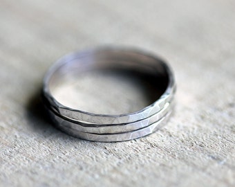 Stacking rings hammered sterling silver stacking rings set of 3