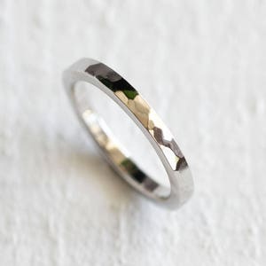 Hammered Platinum wedding band ecofriendly wedding ring choose a width image 4