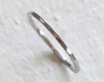 Thin hammered platinum ring