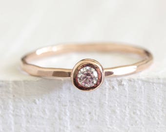 Diamond pebble ring 14k gold diamond stacking ring