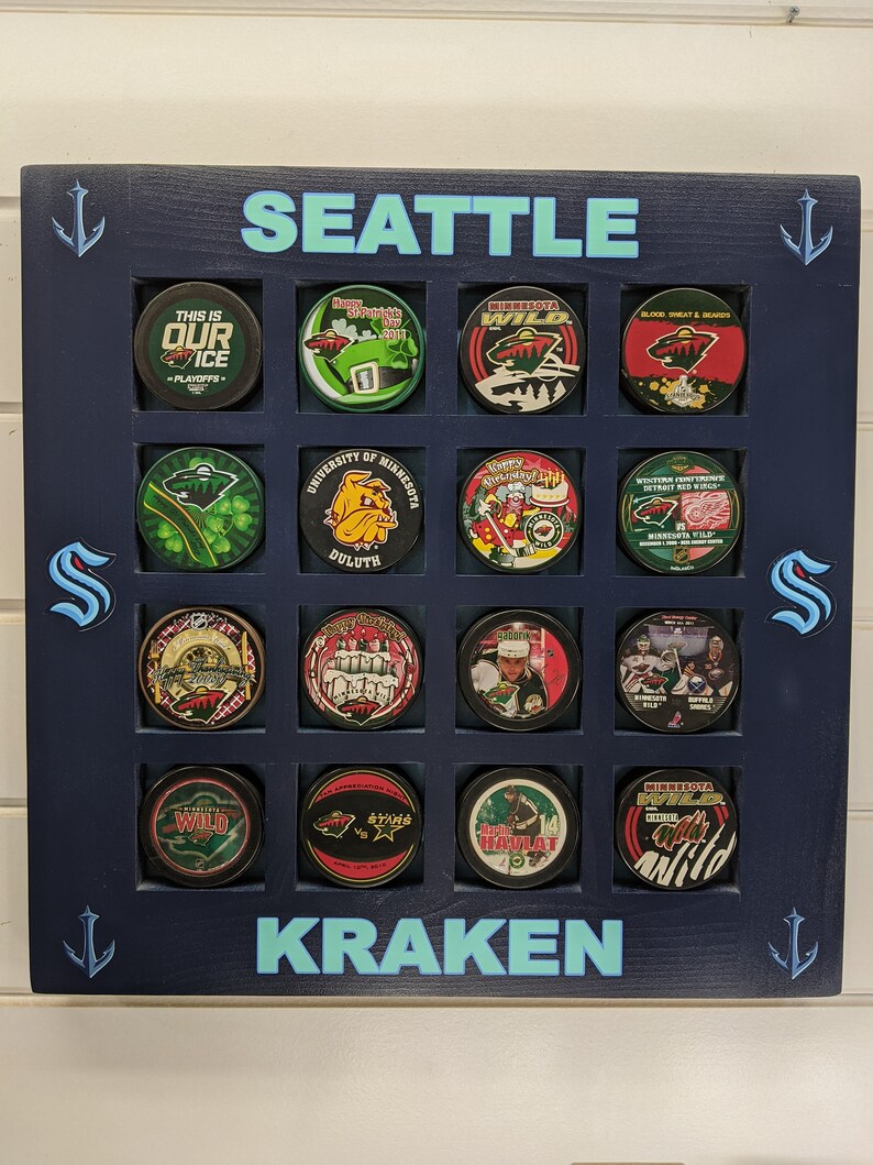 Seattle Kraken NHL Hockey Puck Display. Custom Puck Holder Etsy