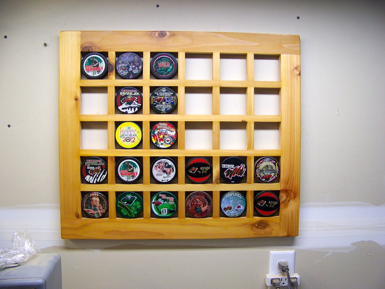Hand Crafted Hockey Puck Display case Puck Holder. Holds 30 Etsy