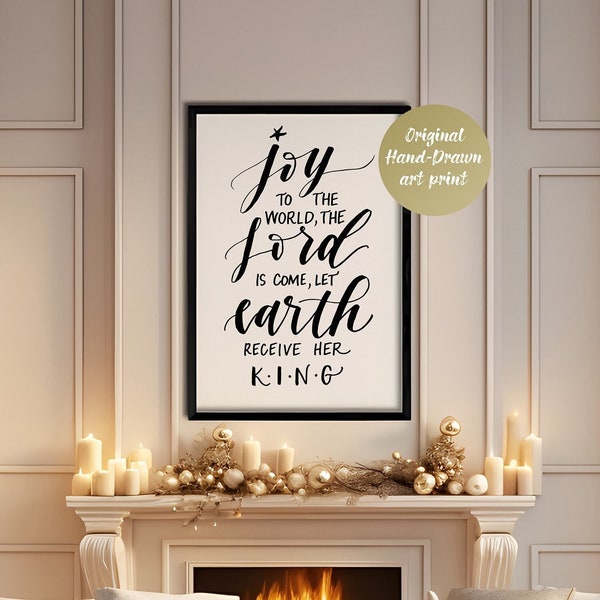 Joy to the World Christmas Sign | Christmas Prints Wall Art Christian | Religious Wall Art Holiday | Christmas Hymn, Joy Sign, Christian Art