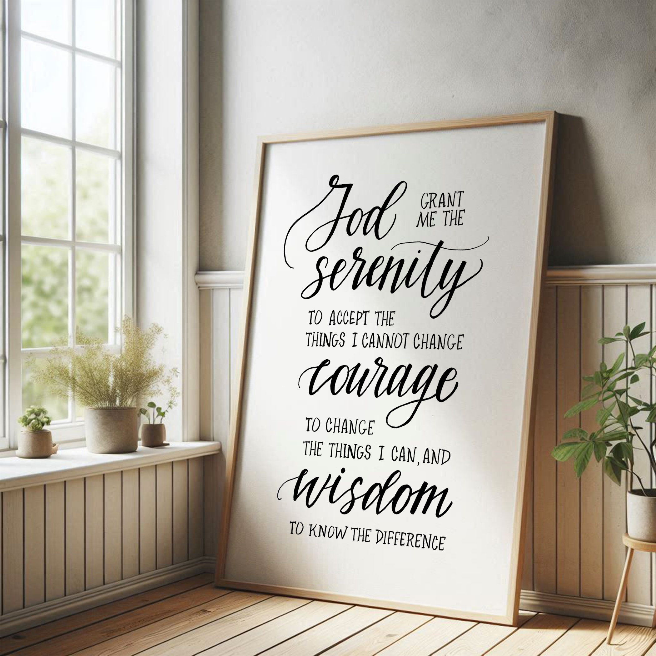 鉛筆画「The prayer」　B5大サイズ Serenity Prayer Printable | Serenity Prayer Wall Art Print | God