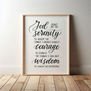 Serenity Prayer Printable | Serenity Prayer Wall Art Print | God Grant Me | Serenity, Courage, Wisdom | Sobriety Gift | Recovery Gift