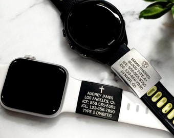 Custom Medical ID Watch Band Plate | Personalized Emergency ID Insert for Smartwatches