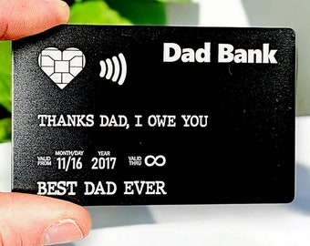 Dad Bank Wallet Card - Engraved - Father's Day - Funny - Gift for Dad