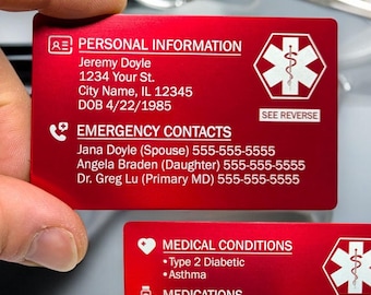 Emergency ID Card Engraved Aluminum – 1mm Thick