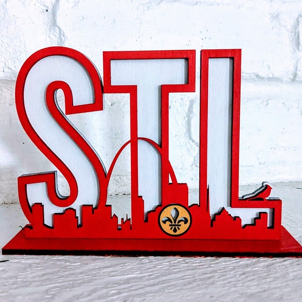 St. Louis Skyline Shelf Sign Letters - STL - Arch - Cardinal - Fleur-De-Lis