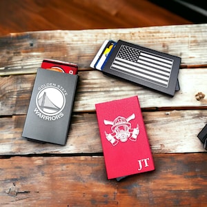 Billetera con grabado estilo desplegable - Metal - Bloqueo RFID