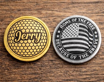 Custom Golf Ball Marker & Challenge Coin – Brass or Stainless Steel, One-Side Engraved
