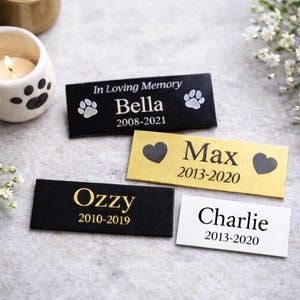 Custom Engraved Pet Memorial Plaque Plate – Aluminum Urn Nameplate, Paw Print Memorial Tag
