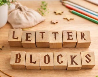 Wood Letter Blocks - Baby - Nursery - Custom - Name - Harry
