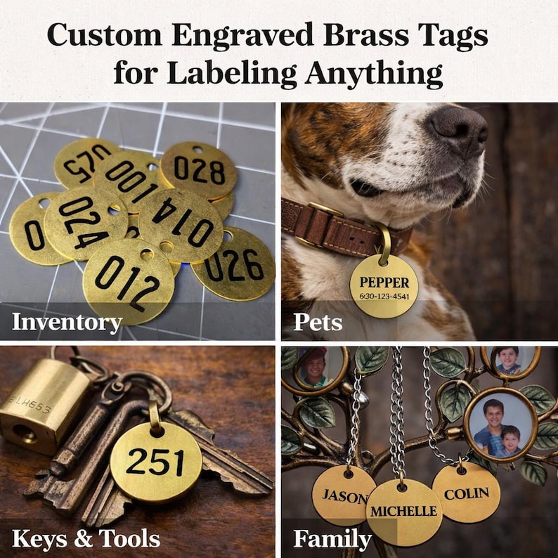 Custom Brass Tags & Chits – Personalized Engraved ID Tags - Etsy