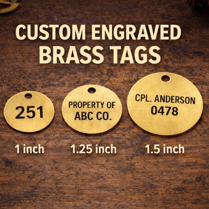 Custom Brass Tags & Chits – Personalized Engraved ID Tags - Etsy
