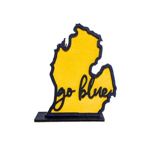 Michigan Go Blue Mini Shelf Sitter - State