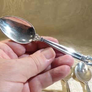 Vintage Georg Jensen Solid Silver Teaspoon x 1 Acorn 5.75&quot; 1959 Johan Rohde UK Hallmark London Assay