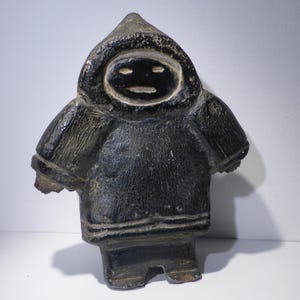Inuit Eskimo Black Sculpture Figure Composite Hand Made 7.25&quot;