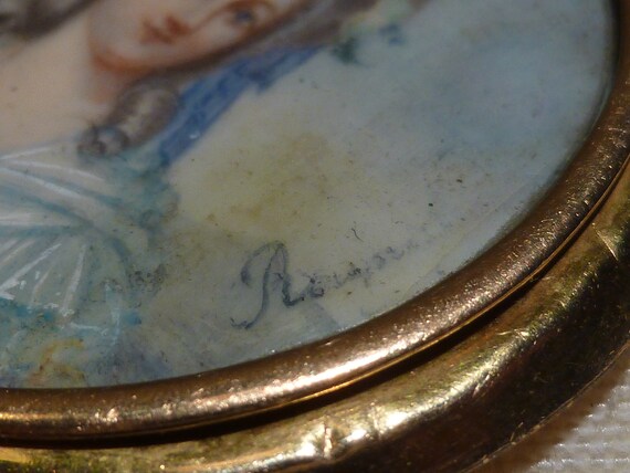 Antique Portrait Miniature 9ct Gold Locket UK Hal… - image 8