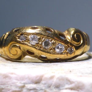 Antique 18ct Gold Diamond Ring 5 Stone UK Size L Boxed