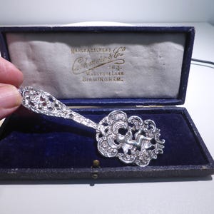 Antique Solid Silver Cherub Spoon 1891 UK Hallmark Boxed