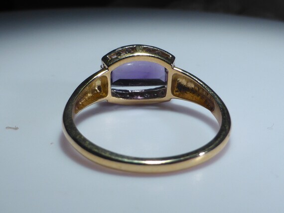 Vintage 18ct Gold Amethyst Baguette Diamond Ring … - image 7