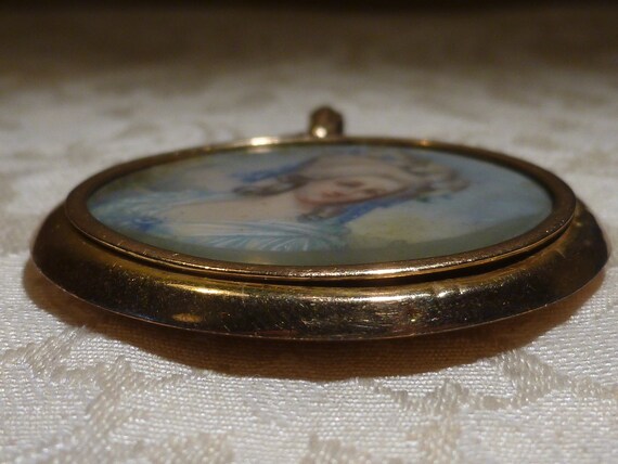 Antique Portrait Miniature 9ct Gold Locket UK Hal… - image 9