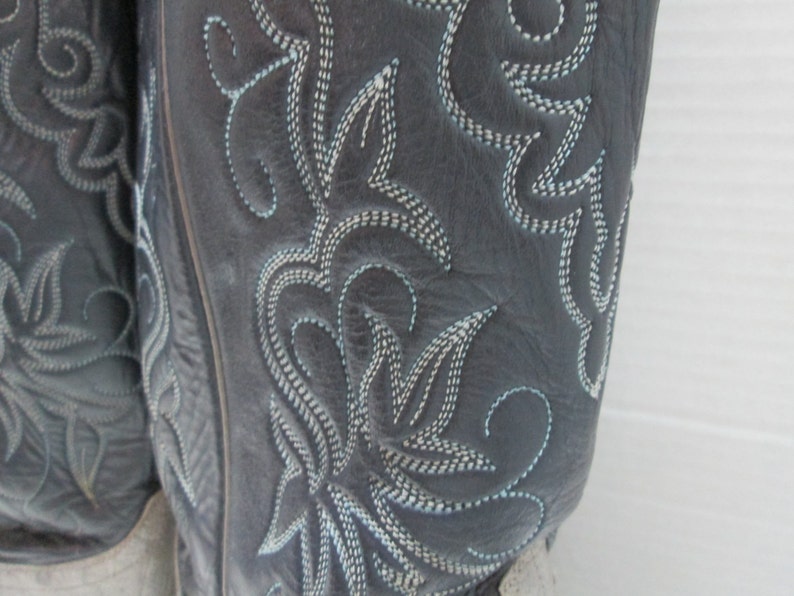 TX black JUSTIN boots from El Paso size 9 B cowhide leather, gray
