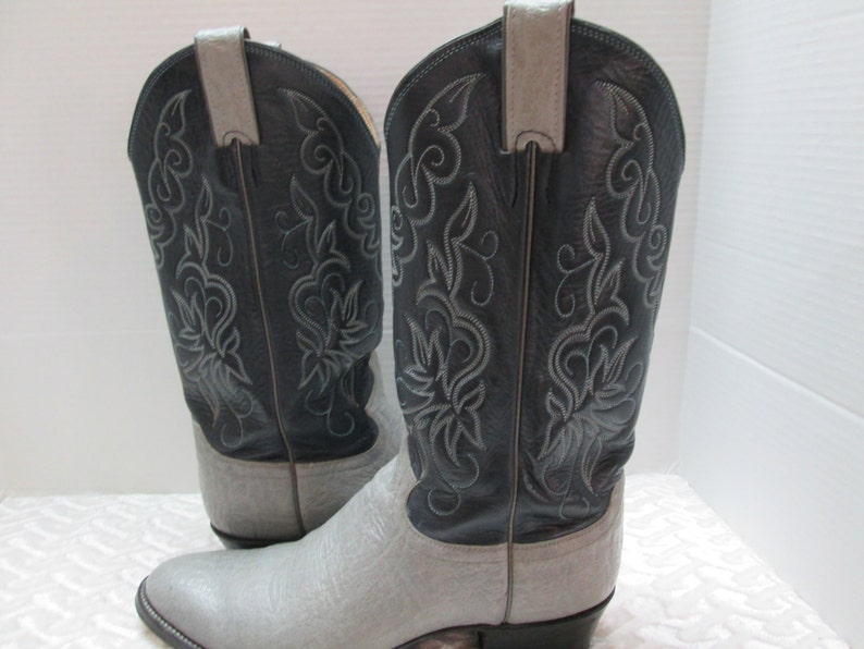 TX black JUSTIN boots from El Paso size 9 B cowhide leather, gray