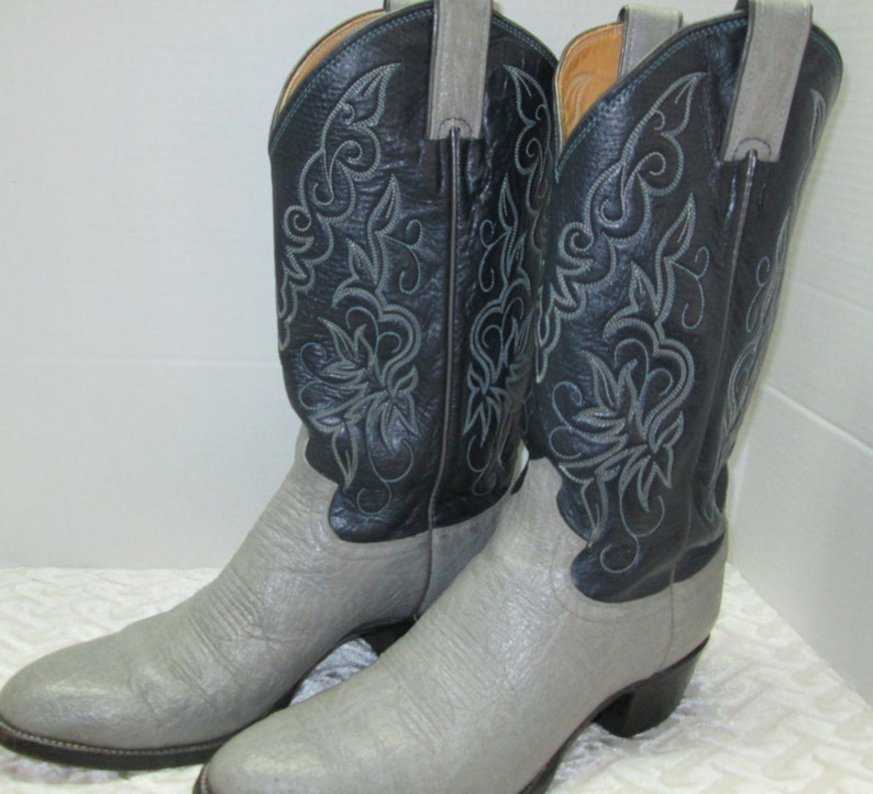 TX black JUSTIN boots from El Paso size 9 B cowhide leather, gray