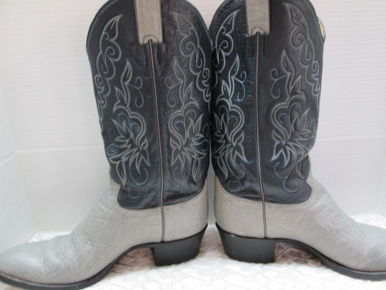 TX black JUSTIN boots from El Paso size 9 B cowhide leather, gray
