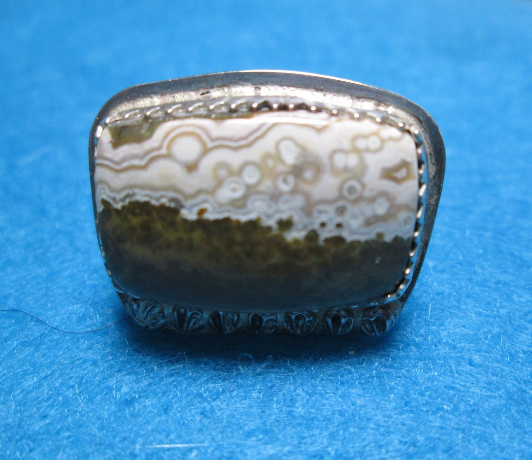 Ocean Jasper... bague taille 9 1/2... argent sterling... fait Etsy France