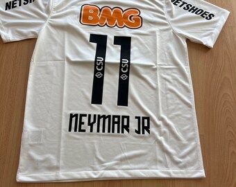 Neymar JR 11 Santos FC Home Retro Jersey 2011-2012, camiseta de fútbol inspirada en Neymar JR, camiseta de fútbol Neymar, fútbol vintage Neymar